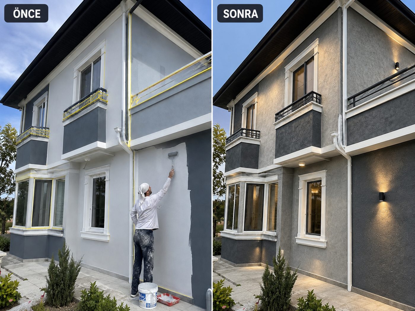 Egekent dış cephe boya öncesi ve sonrası