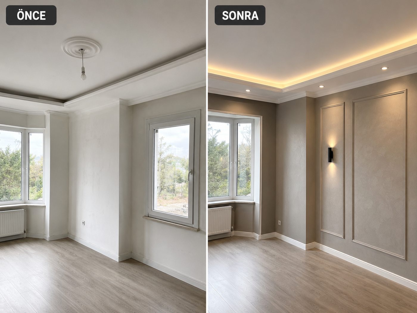 Egekent iç cephe boya öncesi ve sonrası